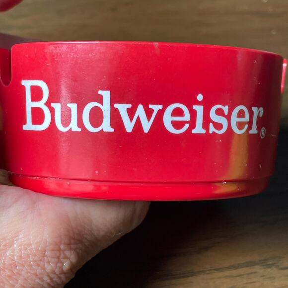 Vintage Budweiser Beer Ashtray Red Plastic 1980s Bar Bud Advertisement American - Picture 13 of 16